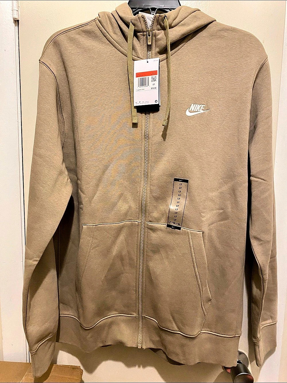 Nike Mens Sportswear Club Fleece Full-Zip Hoodie Brown Large Tall